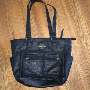 Black leather Rosetti handbag